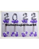 Dekoration Silvester, Tischdekoration, Ballondekoration 2022, violett-silber