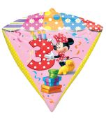 Diamonz Luftballon aus Folie Minnie Mouse zum 3. Geburtstag