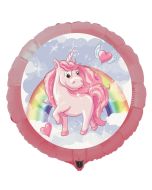 Einhorn Luftballon, rosa Rundballon mit Ballongas-Helium