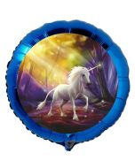 Einhorn Luftballon, blauer Rundballon mit Ballongas-Helium