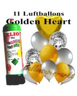 Ballons und Helium Mini Set, Golden Heart mit Einwegbehälter