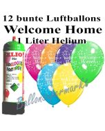 Ballons und Helium Mini Set Welcome Home, bunt mit Einwegbehälter