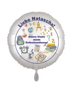 Alles-Gute-zum-Schulanfang-Luftballon-aus-Folie, personalisiert mit dem Namen des Schulanfängers