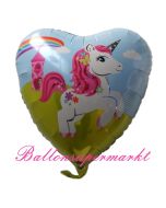 Herzluftballon aus Folie, Einhorn inklusive Helium