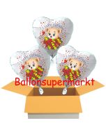 3 Luftballons aus Folie mit Bärchen zum Geburtstag