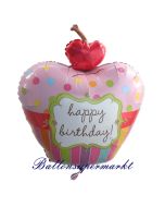 Luftballon, Cupcake Happy Birthday, ohne Helium, Ballongas