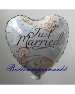 Just Married Herz, holografischer Luftballon aus Folie
