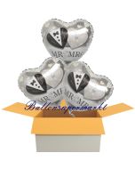 3 Hochzeitsballons, Luftballons zur Hochzeit, rote Herzballons mit Trauringen, Hochzeitstaube und Schwänen, Alles Gute zur Hochzeit, inklusive Ballongas Helium