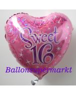 Sweet 16 Luftballon mit Helium Ballongas zum Geburtstag