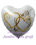 Jumboballon Verschlungene Herzen gold, Luftballon aus Folie