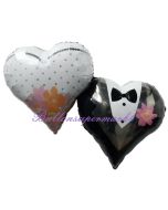 Hochzeitsluftballon aus Folie, Folienballon Herz, Wedding Couple, ohne Helium