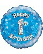 Luftballon aus Folie zum 1. Geburtstag, Happy 1st Birthday Blue