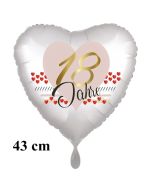 Herzluftballon zum 18. Geburtstag, 18 Jahre, 43 cm, satinweiß, ohne Helium-Ballongas