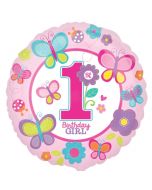 Luftballon aus Folie zum 1. Geburtstag eines Maedchens, 1st Birthday Girl
