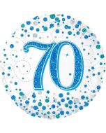 Luftballon zum 70. Geburtstag, Sparkling Fizz Blue 70, ohne Helium-Ballongas