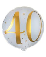 Luftballon aus Folie Zahl 40 Gold-Weiß, zum 40. Geburtstag