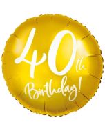 Luftballon aus Folie Zahl 40 Gold, zum 40. Geburtstag