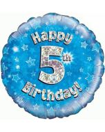 Luftballon aus Folie zum 5. Geburtstag, Happy 5th Birthday Blue