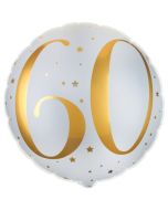 Luftballon aus Folie Zahl 60 Gold-Weiß, zum 60. Geburtstag