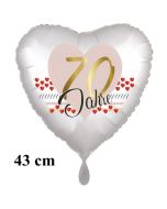 70 Jahre Herzluftballon aus Folie zum 70. Geburtstag, 43 cm, satinweiß, mit Ballongas-Helium