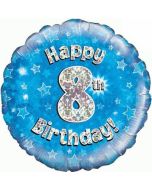Luftballon aus Folie zum 8. Geburtstag, Happy 8th Birthday Blue