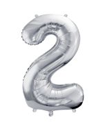Luftballon aus Folie, Zahl 2, Silber