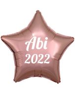 Luftballon Stern Abi 2022, roségold-weiß