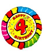 Luftballon aus Folie zum 4. Geburtstag, Animaloon Happy Birthday 4, ohne Ballongas
