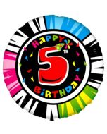 Luftballon aus Folie zum 5. Geburtstag, Animaloon Happy Birthday 5, ohne Ballongas