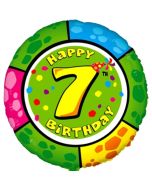 Luftballon aus Folie zum 7. Geburtstag, Animaloon Happy Birthday 7, ohne Ballongas
