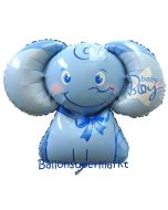 Folienballon Baby-Elefant ,Baby Boy ohne Helium
