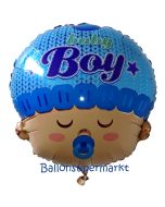 Folienballon zu Geburt und Taufe, Baby Boy Head, ungefüllt