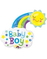Folienballon glückliche Sonne, Baby Boy mit Ballongas