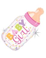 Baby Girl Babyflasche, holografischer Luftballon aus Folie inklusive Helium