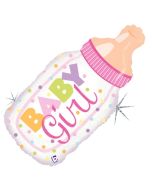 Holografischer Luftballon aus Folie Baby Girl Babyflasche ohne Helium