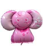 Folienballon Baby Girl Baby-Elefant ohne Helium-Ballongas