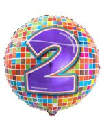 Luftballon aus Folie zum 2. Geburtstag, Birthday Blocks 2, inklusive Ballongas
