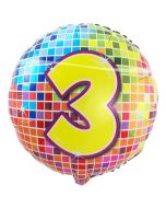 Luftballon aus Folie zum 3. Geburtstag, Birthday Blocks 3, ohne Ballongas