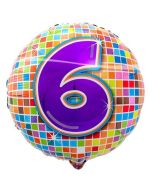 Luftballon aus Folie zum 6. Geburtstag, Birthday Blocks 6, ohne Ballongas