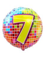 Luftballon aus Folie zum 7. Geburtstag, Birthday Blocks 7, inklusive Ballongas