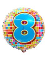 Luftballon aus Folie zum 8. Geburtstag, Birthday Blocks 8, inklusive Ballongas