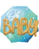 Folienballon, Jumbo Blue Baby Boy mit 3D-Effekt zur Geburt und Taufe