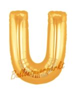 Großer Buchstabe U Luftballon aus Folie in Gold