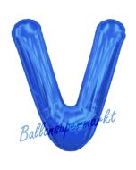 Großer Buchstabe V Luftballon aus Folie in Blau