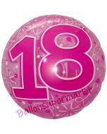 Clear Pink Birthday 18, Transparenter Folienballon zum 18. Geburtstag inklusive Helium