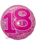 Folienballon Clear Pink Birthday 18, ohne Helium zum 18. Geburtstag