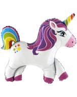 Rainbow Unicorn Folienballon, Regenbogen Einhorn ohne Helium-Ballongas