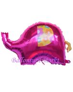 Elefant, Pink, Luftballon aus Folie ohne Helium, ungefüllt