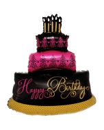 Happy Birthday Torte Folienballon zum Geburtstag, inklusive Helium