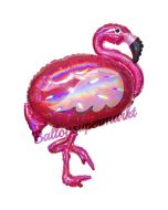 Pink Flamingo, irisierend, Folienballon mit Ballongas-Helium 